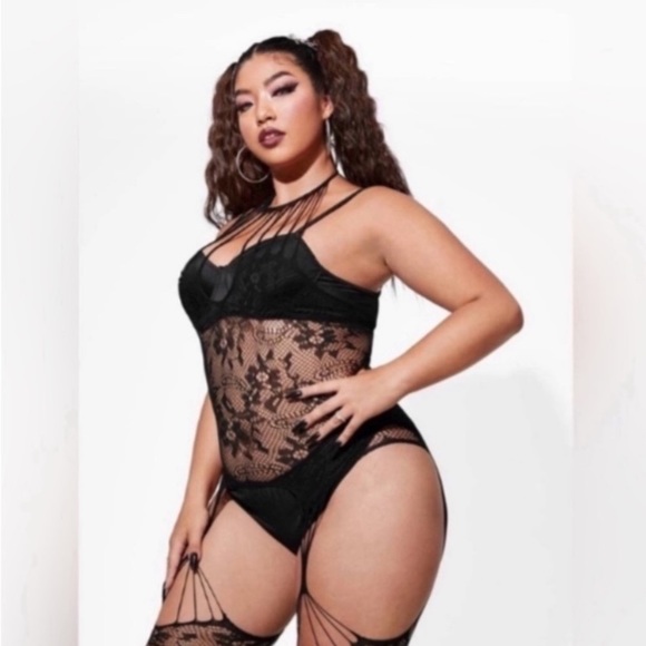 Plus Fishnet Bodystocking Lingerie - Picture 5 of 8